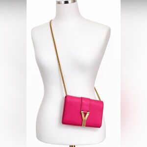 ✨ Saint Laurent YSL Uptown Chain Wallet – Pink ✨